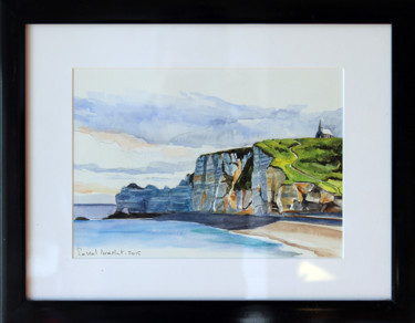 Peinture intitulée "Etretat 1" par Pascal Brachet, Œuvre d'art originale, Aquarelle