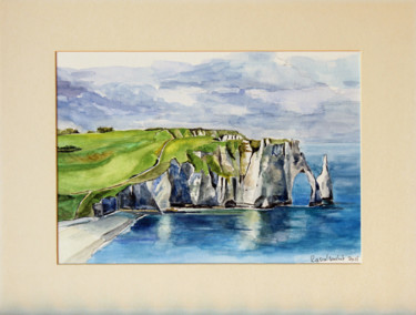 Peinture intitulée "Etretat 2" par Pascal Brachet, Œuvre d'art originale, Aquarelle
