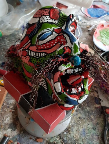 Sculpture titled "Tête 1" by Patrick Danion (spasp), Original Artwork, Ceramics