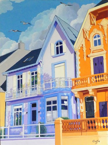 Pittura intitolato "villa de Wimereux r…" da Christelle Vaesken, Opera d'arte originale, Acrilico