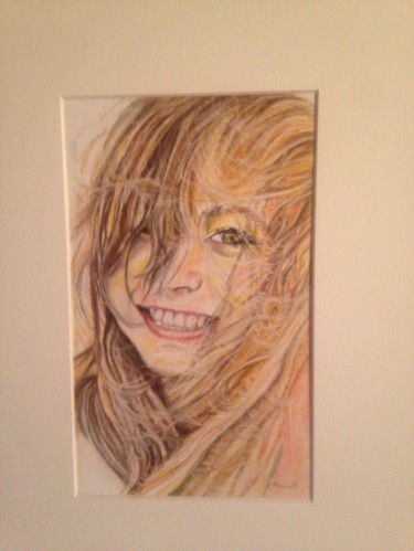 Dessin intitulée "Jeune fille dans le…" par Maryse Renault, Œuvre d'art originale, Pastel