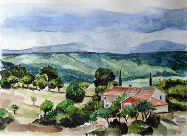 Peinture intitulée "Etape en provence" par Pascal Brachet, Œuvre d'art originale, Aquarelle