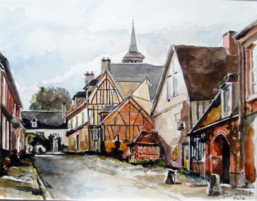 Peinture intitulée "Gerberoy" par Pascal Brachet, Œuvre d'art originale, Aquarelle