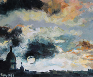 Peinture intitulée "Ciel à paris" par Pascal Brachet, Œuvre d'art originale, Huile