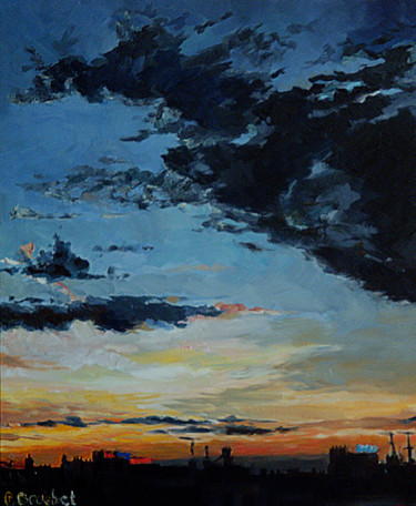 Peinture intitulée "ciel à Paris 3" par Pascal Brachet, Œuvre d'art originale, Huile