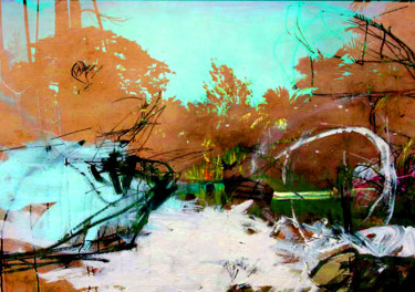 A deer away in the Rockies on the Idaho side Gravures & estampes intitulée "A deer away in the…" par Michel Tabanou, Œuvre d'art originale, Impression numérique