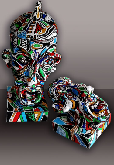 Sculpture intitulée "Têtes - face à face" par Patrick Danion (spasp), Œuvre d'art originale, Céramique