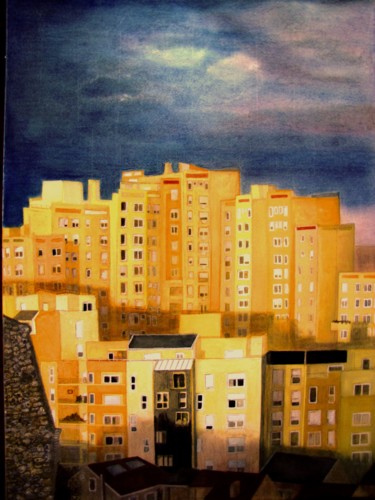 Peinture intitulée "Cite-de-l'Espoir" par Eliane Robin, Œuvre d'art originale, Aquarelle Monté sur Châssis en bois