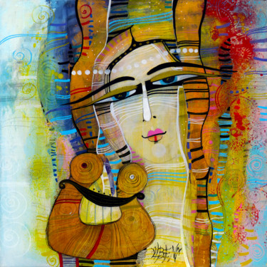 Peinture intitulée "Mélodie dorée" par Albena Vatcheva, Œuvre d'art originale, Acrylique