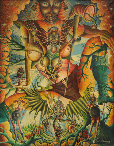 Le pays des Amazones Peinture intitulée "Le pays des Amazones" par Andrej Platounov, Œuvre d'art originale, Huile