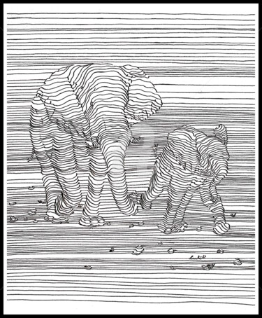 Ensemble Peinture intitulée "Ensemble" par Lanto R., Œuvre d'art originale, Encre