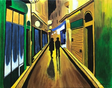 「Vieux Nice2」というタイトルの絵画 Laetitia Infantinoによって, オリジナルのアートワーク, アクリル ウッドストレッチャーフレームにマウント