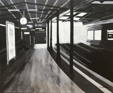 제목이 "La Gare"인 미술작품 Laetitia Infantino로, 원작, 아크릴 나무 들것 프레임에 장착됨