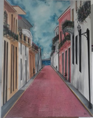 Pintura intitulada "CALLEJON DE EL CASC…" por Maria Luisa Silva, Obras de arte originais, Óleo