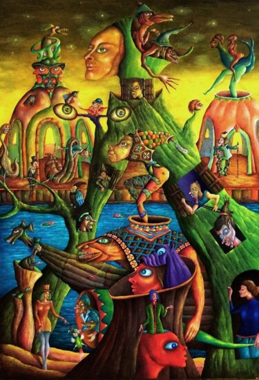 Painting titled "Le Monde oublié" by Andrej Platounov, Original Artwork, Oil