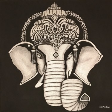 제목이 "Ganesh"인 미술작품 Laetitia Infantino로, 원작, 아크릴 나무 들것 프레임에 장착됨