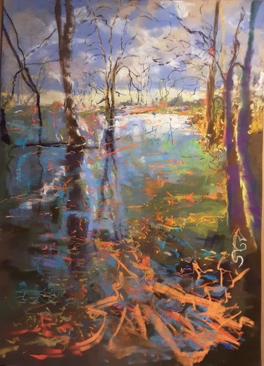 Drawing titled "parc de la grande B…" by Sylvain Grignon (sygry), Original Artwork, Pastel