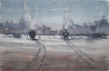 绘画 标题为“trains 2” 由Giorgio Gosti, 原创艺术品, 水彩