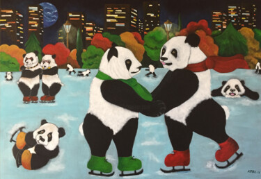 les-patineurs Peinture intitulée "les-patineurs" par Kpbc, Œuvre d'art originale, Acrylique