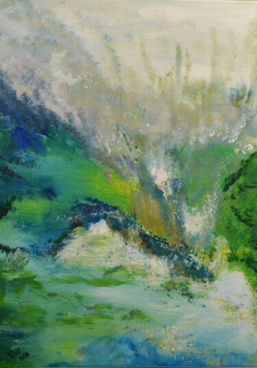 Painting titled "EAU VERTE" by Pascale Rey-Texier, Original Artwork, Acrylic