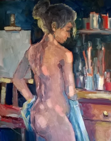 MODELE DEBOUT A L'ATELIER Peinture intitulée "MODELE DEBOUT A L'A…" par Joël Monnier, Œuvre d'art originale, Huile