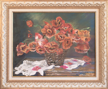 The Magic of Poppies 67,5 х 82 х 4 Painting titled "The Magic of Poppie…" by Anna Parhimovits, Original Artwork, Pastel