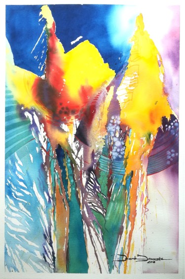 Painting titled "Return of the tall…" by Frank Jooste, Original Artwork, Watercolor