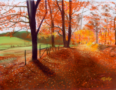 Peinture intitulée "Promenade sur les h…" par Adyne Gohy, Œuvre d'art originale, Pastel