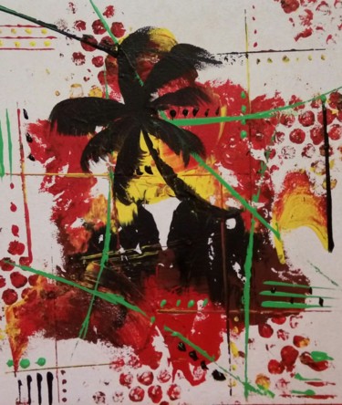 Painting titled "palmier" by M.Woloszyn, Original Artwork, Acrylic