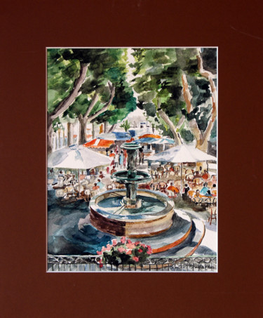 Peinture intitulée "Bandol, la terrasse" par Pascal Brachet, Œuvre d'art originale, Aquarelle