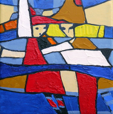 Painting titled "Walking in the wind…" by Oksana Veber, Original Artwork, Acrylic Mounted on Wood Stretcher frame