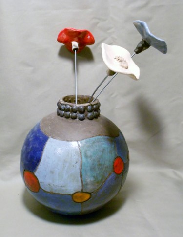 Design intitolato "vase boule camaieu…" da Armelle Colombier, Opera d'arte originale, Arredamento