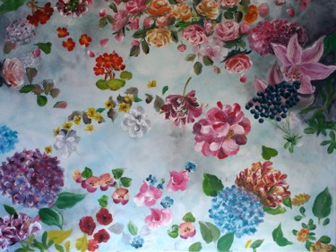 Painting titled "Tourbillon de fleurs" by Laetitia Labadie, Original Artwork, Acrylic