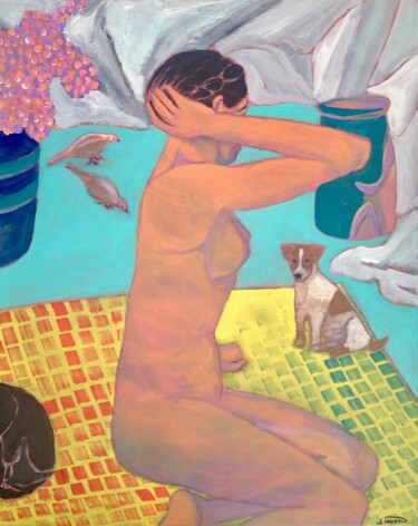 Painting titled "seated nude" by Simon Taylor, Original Artwork