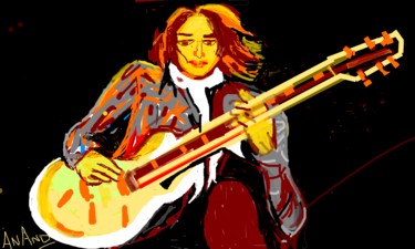 Digital Arts titled "Guitar Player" by Anandswaroop Manchiraju, Original Artwork, Digital Painting