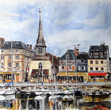 Peinture intitulée "Honfleur2" par Pascal Brachet, Œuvre d'art originale, Aquarelle