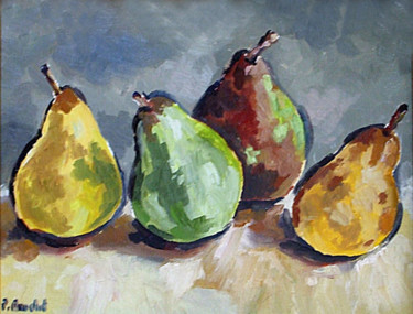 Peinture intitulée "La danse des poires" par Pascal Brachet, Œuvre d'art originale, Huile