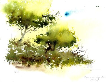 oliviers Peinture intitulée "oliviers" par Alain Devienne, Œuvre d'art originale, Aquarelle