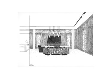 Рисунок под названием "Reception" - Nikolay Biryukov, Подлинное произведение искусства, Чернила