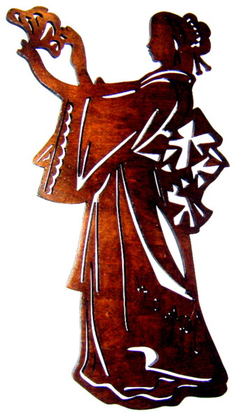 Sculptuur getiteld "La Geisha à l'évent…" door Bois-Grisel, Origineel Kunstwerk