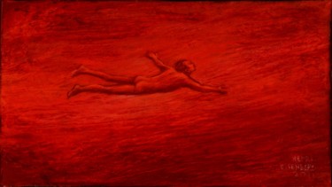 绘画 标题为“Red Flyer” 由Henri Eisenberg, 原创艺术品, 丙烯 安装在木质担架架上