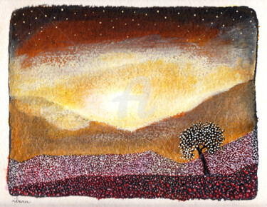 Drawing titled "Le crépuscule du de…" by Henri Ibara, Original Artwork, Ink