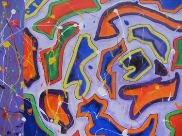 Painting titled "CACHE-CACHE" by Jean-Marc Gayraud, Original Artwork, Acrylic Mounted on Wood Stretcher frame