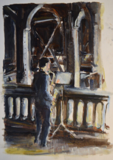 Peinture intitulée "Saxophoniste sous l…" par Pierre Quentel, Œuvre d'art originale, Acrylique