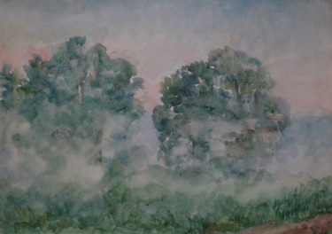 Картина под названием "Morning Fog" - Nikolay Biryukov, Подлинное произведение искусства, Акварель