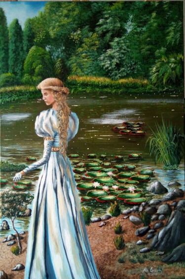 O Rio e a Mulher Peinture intitulée "O Rio e a Mulher" par Alex Carvalho, Œuvre d'art originale, Acrylique Monté sur Panneau de bois