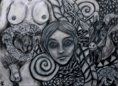 Dessin intitulée "Emissaires d'aspira…" par Xp, Œuvre d'art originale, Pastel