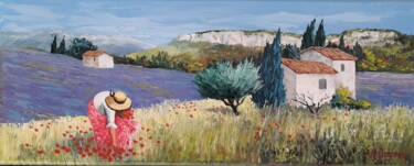 Peinture intitulée "La cueillette" par Marc Degieux, Œuvre d'art originale, Huile