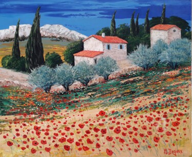 Peinture intitulée "Les Coquelicots" par Marc Degieux, Œuvre d'art originale, Huile