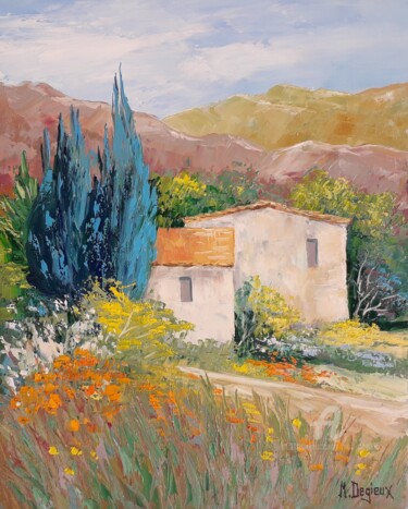 Peinture intitulée "le-mas" par Marc Degieux, Œuvre d'art originale, Huile